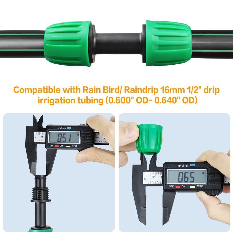 Gardrip Drip Irrigation Fittings for 1/2 Inch Drip Tubing (1/2"" ID x 0.65"" OD):1/2'' Drip Line Couplings Anti-drop Locked Nut Barbed Straight Coupling Connectors for Garden Irrigation System (12 Pack) - Image 4